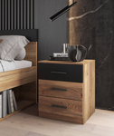 Beta – Szafka Nocna 3 Szuflady Dąb Mauvella Czarny mat