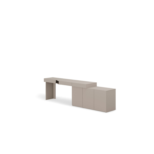 WOOW SET-WOS4P - Zestaw Komoda i Biurko Prawe Szampański/Dąb Vincenza Bielona/Clay Grey