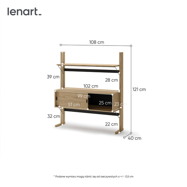 OLLIE OL-03 - Regał Niski 2D Dąb Olejowany