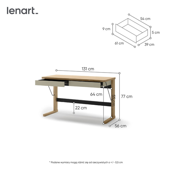 OLLIE OL-06 - Biurko 2S Dąb Olejowany