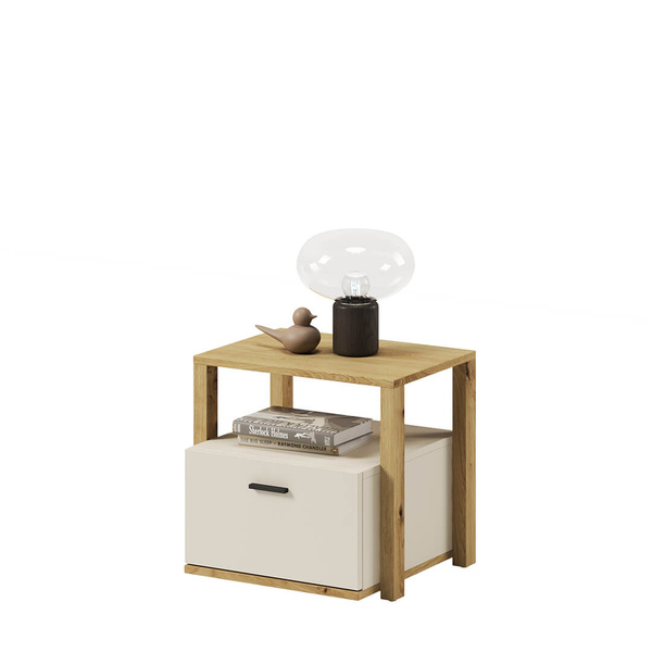 LENNY LY-07 - Stolik Nocny Dąb Artisan/Beż/Truflowy