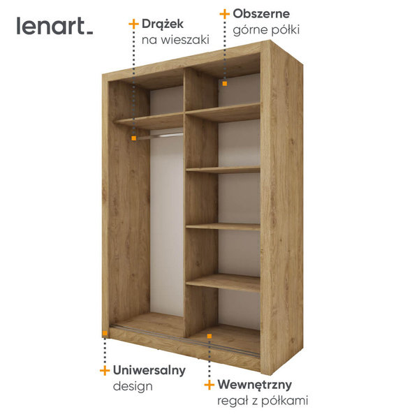 IDEA ID-17 - Szafa Przesuwna 2-drzwiowa Dąb Shetland