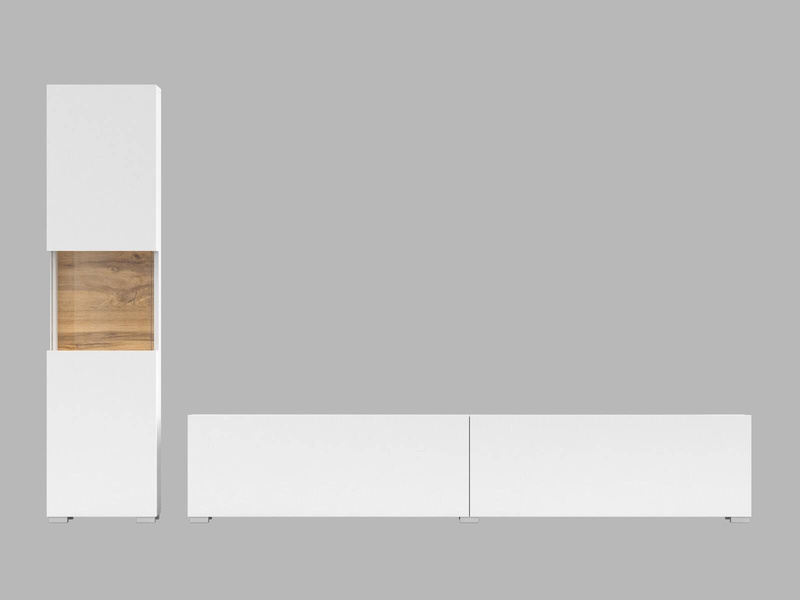 Ava Meblościanka 05+40 Biały Mat/Dąb Wotan