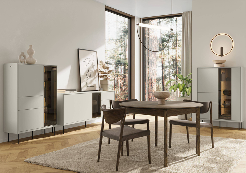 EPIRO EP-02 - Witryna 2D1S1W z Oświetleniem Kaszmir Dąb Ciemny