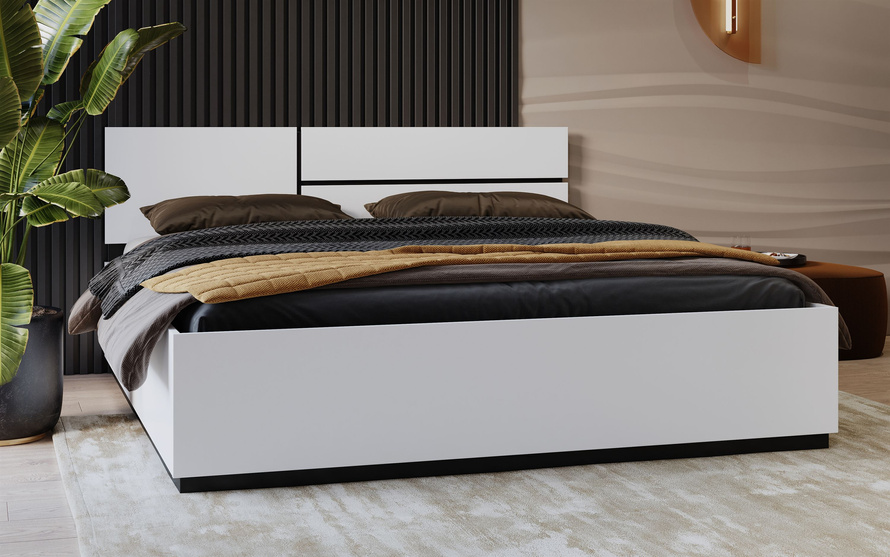 Cross S - Łóżko 180 cm Biały Czarny Onyks Mat