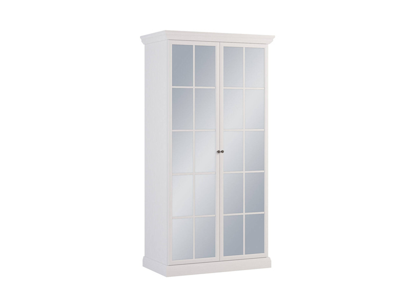 Lucca S2DL - Szafa 2-drzwiowa z Lustrem Biały Opal/Dąb Craft