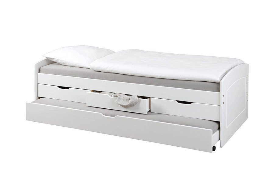 Łóżko RIEKA 90x200 drewniane białe