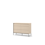 TREND TS-06 - Komoda 6 Szuflad z Oświetleniem LED Beż Piaskowy Czarny Mat