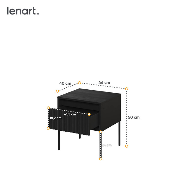 TREND TR-10 - Stolik Nocny 1S Z Oświetleniem Czarny