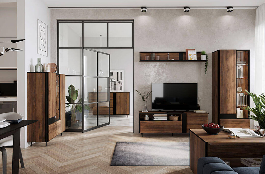 BORGA BG-03 - Szafka RTV 1D1K Dąb Catania/Czarna