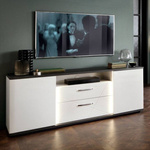 Venezia VENF01 - Komoda RTV 2D2S Biała/Dąb Vicenza Czarna