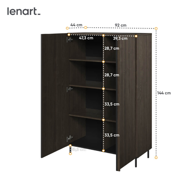 PIEMONTE PE-05 - Szafka 2-drzwiowa Jesion Portland/Czarny
