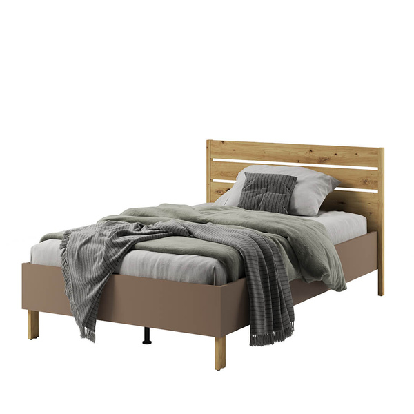 LENNY LY-08 - Łóżko 120 cm Ze Stelażem Dąb Artisan/Beż/Truflowe
