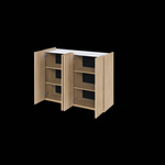 EASY EA-02 - Komoda 4-drzwiowa z Oświetleniem LED Dąb Scandi/Biały Połysk