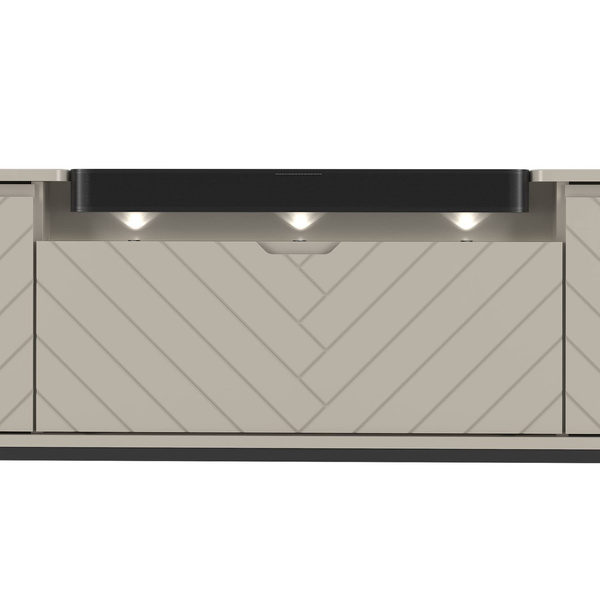 ASPEN-06 - Komoda RTV 3D z Soundbarem JBL i Oświetleniem LED Kaszmir Czarny Stelaż