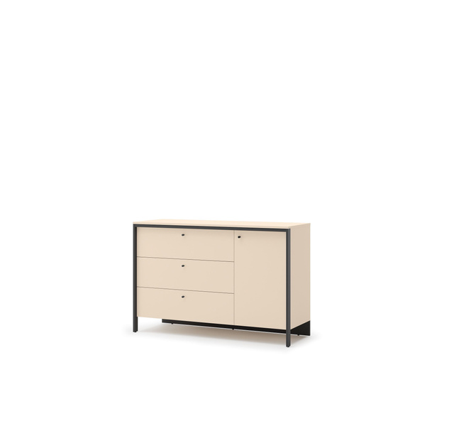 ENNA EN-04 - Komoda 1D3S z Oświetleniem LED Beżowy Mat Czarny Mat