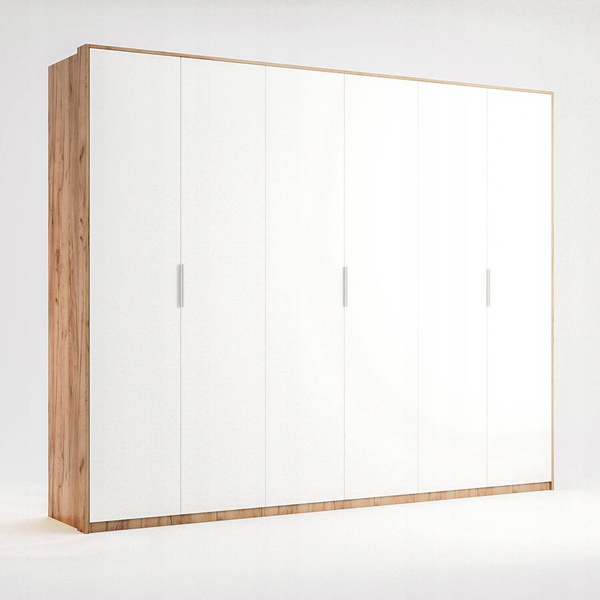 Asti AS-26-WB - Szafa 6-drzwiowa Garderoba Dąb Craft Biały Połysk