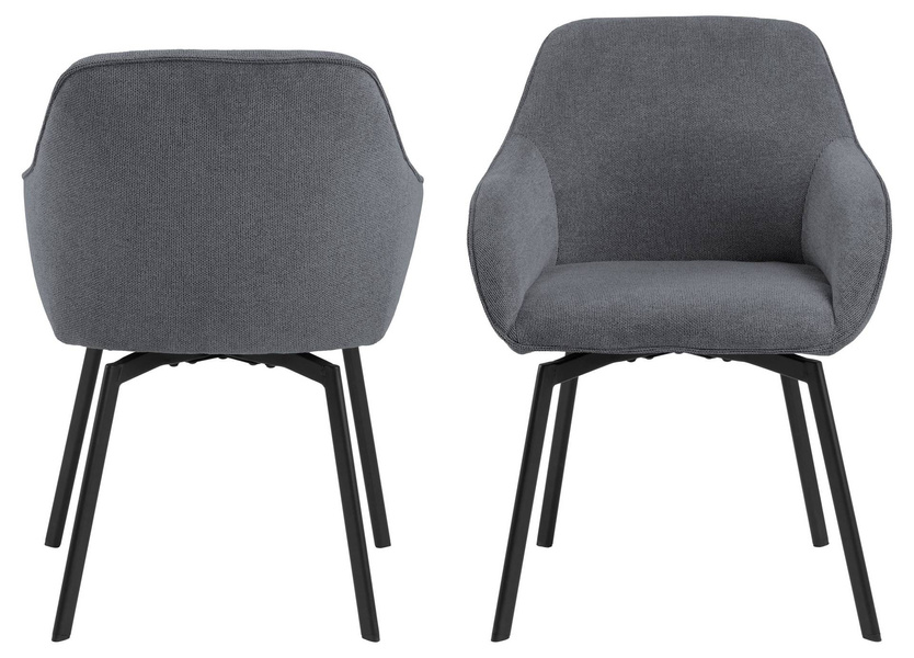 Actona Krzesło Do Jadalni z Podłokietnikiem Clara Antracyt