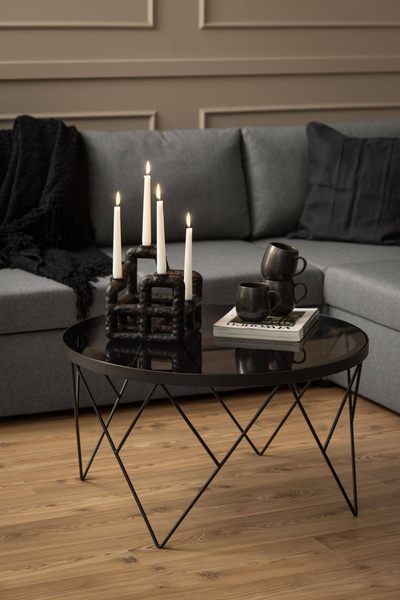 Actona Stolik Kawowy Okrągły Halstow Szklany Czarny