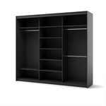 TREND SZAFA TZ-02 - Szafa 3-drzwiowa z Oświetleniem LED Kasztan Arvadonna Czarny Mat