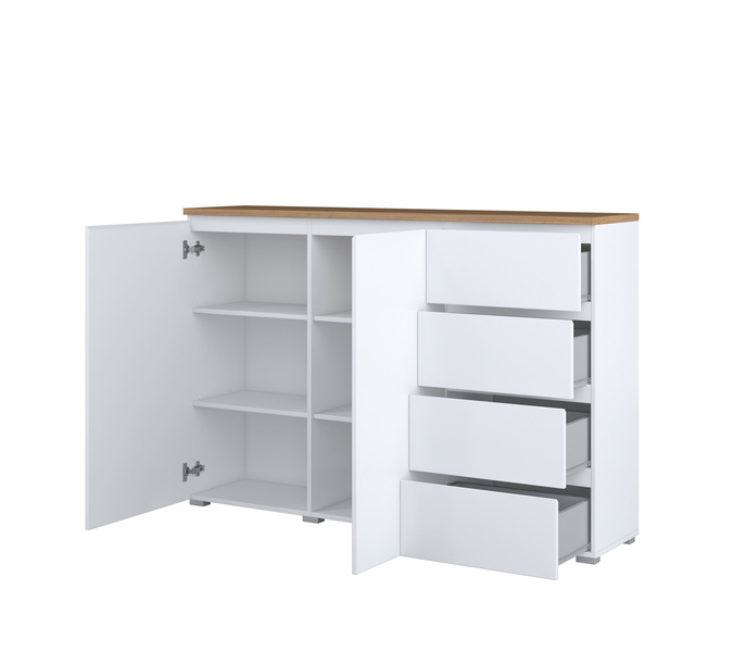 Modo - Komoda 2D4S Biały Mat Dąb Mauvella