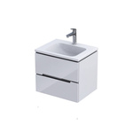 Oristo Szafka z Umywalką 60 cm SILVER UNI Biały Połysk Listwa Chrom Połysk