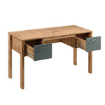 Indygo B2S - Biurko 2 Szuflady Dąb Wotan/Zielony