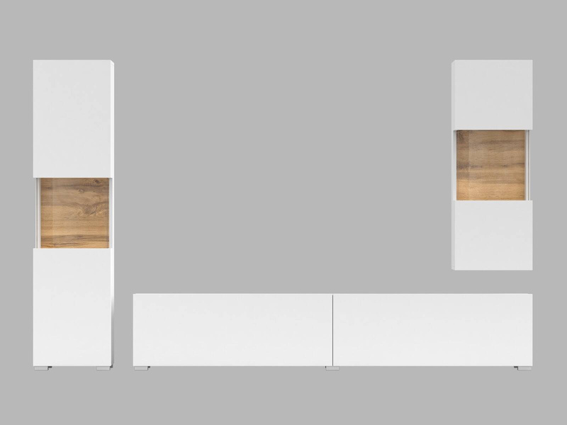 Ava Meblościanka 05+07+40 Biały / Dąb Wotan