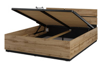 Cross S - Łóżko z Pojemnikiem i Stelażem 160 cm Dąb Wotan Czarny Onyks Mat