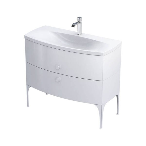 Oristo Szafka z umywalką w białym macie 102 cm 2S LOUIS biała połysk