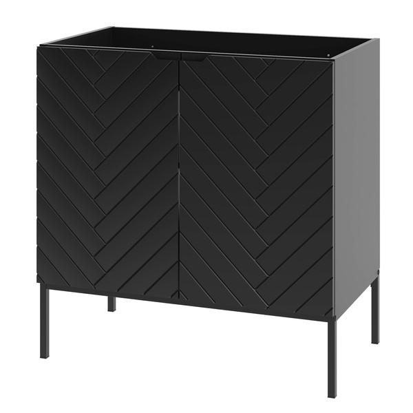 ASPEN-08 - Szafka Pod Umywalkę 2D 80cm Czarny Mat Czarny Stelaż