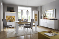 Lazio LAZT02 - Stół Jadalniany Rozkładany Biały Alpejski/Biały Połysk/Złoty