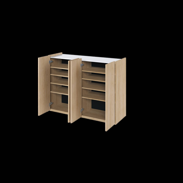 EASY EA-02 - Komoda 4-drzwiowa z Oświetleniem LED Dąb Scandi/Biały Połysk