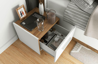 DENTRO DT-03L - Stolik Nocny 1S Biały/Dąb Stirling