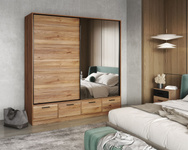 Beta - Szafa 2 Drzwi Przesuwnych z Lustrem 2S Dąb Mauvella