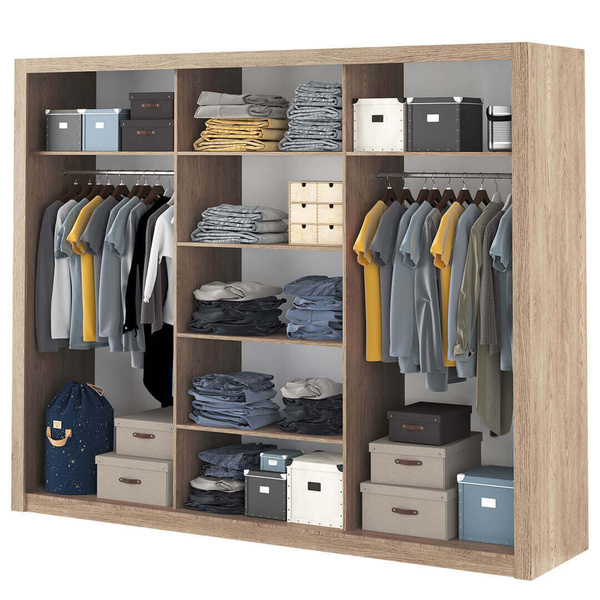 IDEA ID-01-3L - Szafa Przesuwna 3-drzwiowa 3 Lustra Dąb Shetland