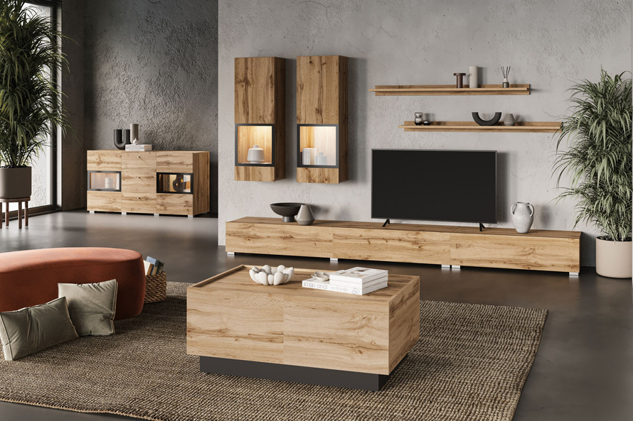 Eko - Stolik Kawowy Rozsuwany Dąb Wotan Czarny Onyx