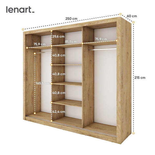 IDEA ID-01 - Szafa Przesuwna 3-drzwiowa Dąb Shetland