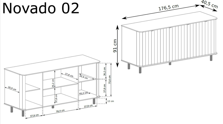 NOVADO-2 - Komoda 4-drzwiowa Biel Alpejska