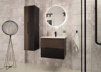 AVELLA-02 - Szafka z Umywalką 2S 60cm Czarny Mat Orzech Zestaw-3