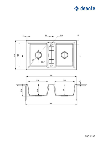 Zlewozmywak granitowy 2-komorowy Eridan