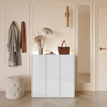 EASY EA-03 - Komoda 3-drzwiowa z Oświetleniem LED Biały Połysk/Dąb Scandi