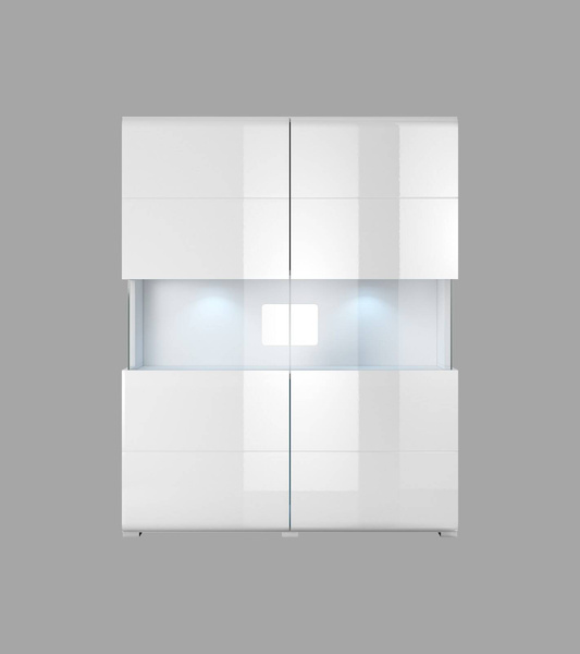 Toledo WM Komoda 2-drzwiowa Wysoka Biały / Biały Połysk