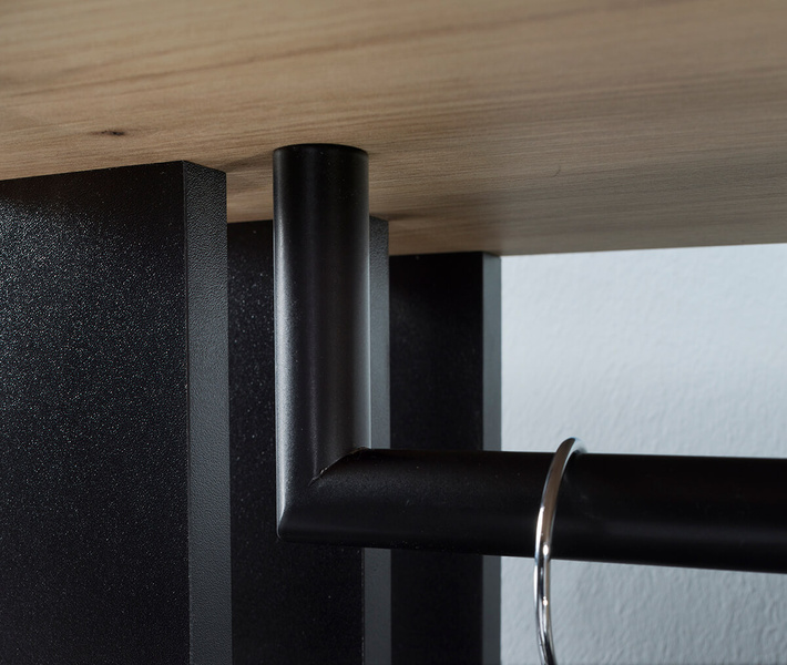 MILO - Garderoba 1-drzwiowa z Lustrem Dąb Artisan Czarny Mat