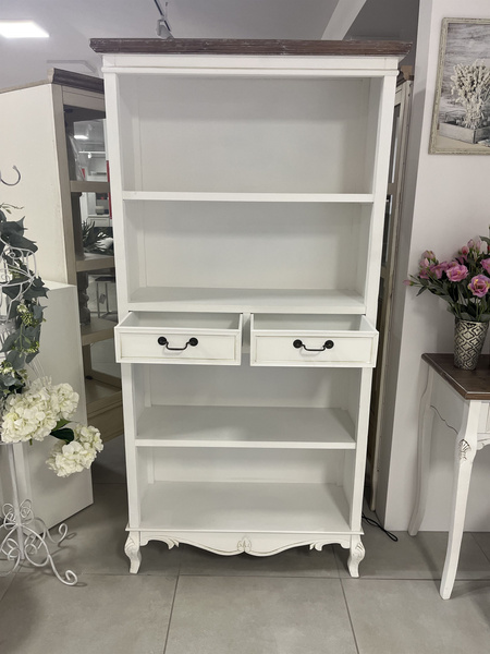 Rimini White 02 Regał 2S prowansalski biały brązowy wieniec drewno/mdf_01