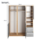 PLANO PN-01 - Szafa 3D2S Dąb Nash/Biała/Beton