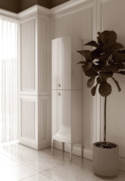 Oristo Szafka Z NÓŻKAMI wysoka boczna 47 cm 2D LOUIS biała połysk