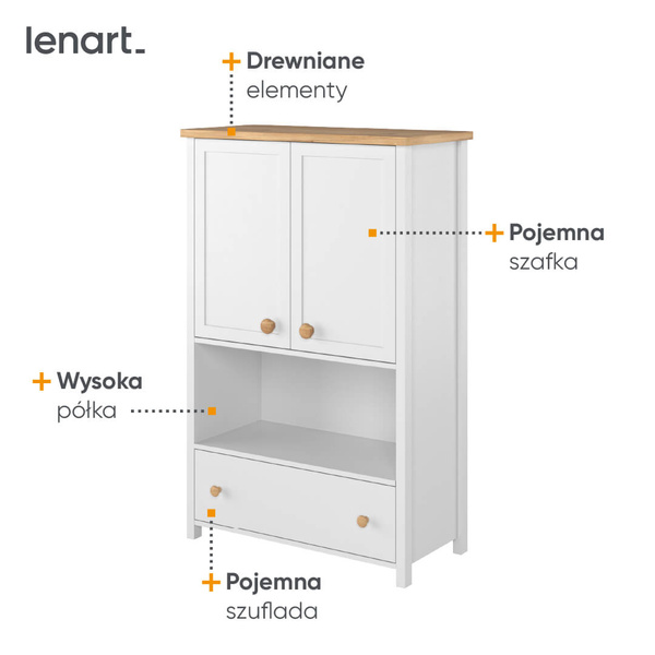 STORY SO-11 - Komoda 2D1S Biała/Dąb Nash