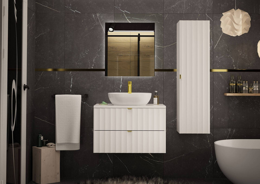 ARCOS-07 - Szafka z Umywalką i Blatem 2S 80cm Biały Mat Zestaw-2