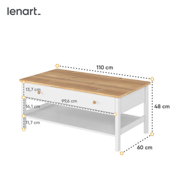 STORY SO-15 - Stolik 1S Biały/Dąb Nash